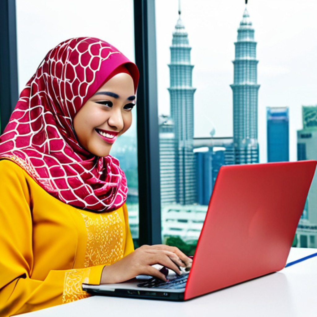 세일즈 퍼널에서의 데이터 분석 기법 - **
"A Malaysian entrepreneur in a modern office, wearing a *baju kurung* (traditional Malay dress) ...