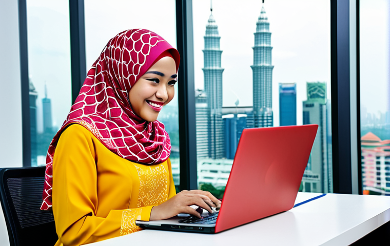 세일즈 퍼널에서의 데이터 분석 기법 - **
"A Malaysian entrepreneur in a modern office, wearing a *baju kurung* (traditional Malay dress) ...