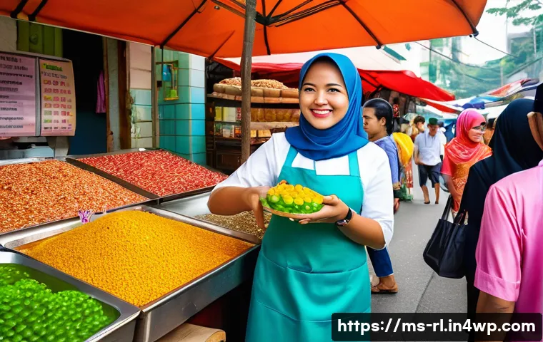 효과적인 세일즈 퍼널 전략 수립 방법 - **Sales Funnel in a Malaysian Hawker Setting**
A vibrant, sunlit street market scene in Malaysia...