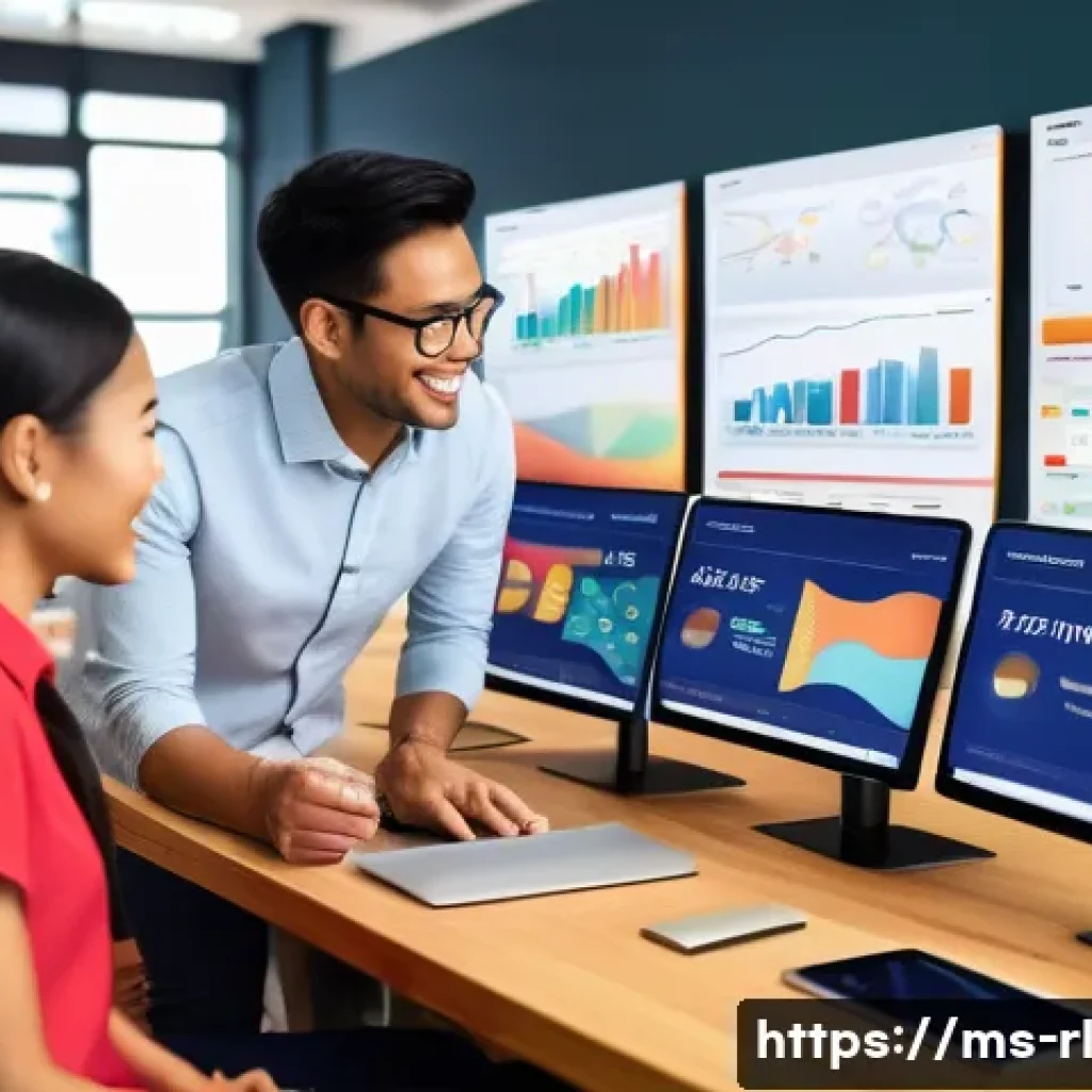 세일즈 퍼널에서의 클릭률 향상 방법 - A modern digital marketing office scene featuring a diverse Southeast Asian team analyzing customer ...
