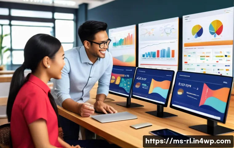 세일즈 퍼널에서의 클릭률 향상 방법 - A modern digital marketing office scene featuring a diverse Southeast Asian team analyzing customer ...