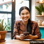 Home 22 세일즈 퍼널에서의 고객의 재방문 유도하기 - A vibrant Malaysian small business owner smiling warmly while sending personalized thank-you message...