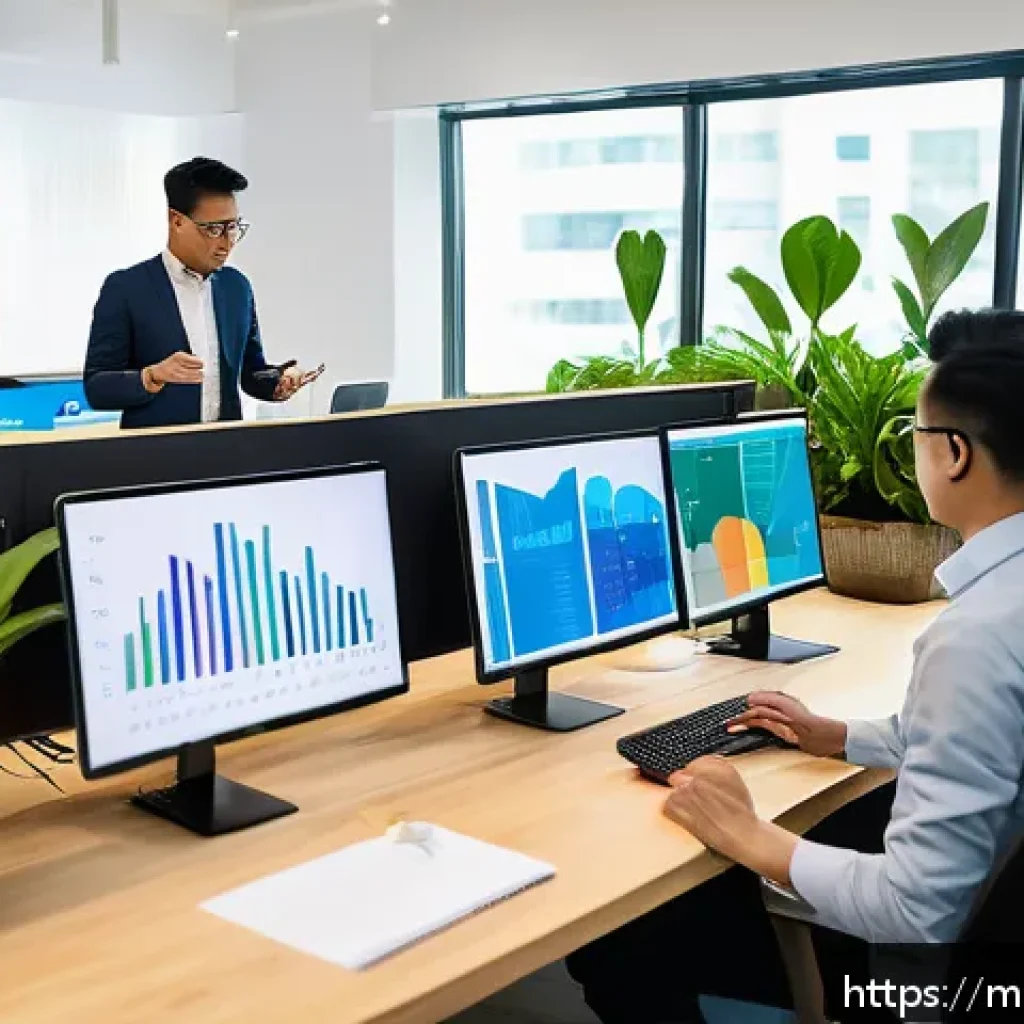 고객 세분화와 세일즈 퍼널 최적화의 관계 - A vibrant modern digital marketing office scene in Kuala Lumpur, Malaysia, featuring a diverse team ...